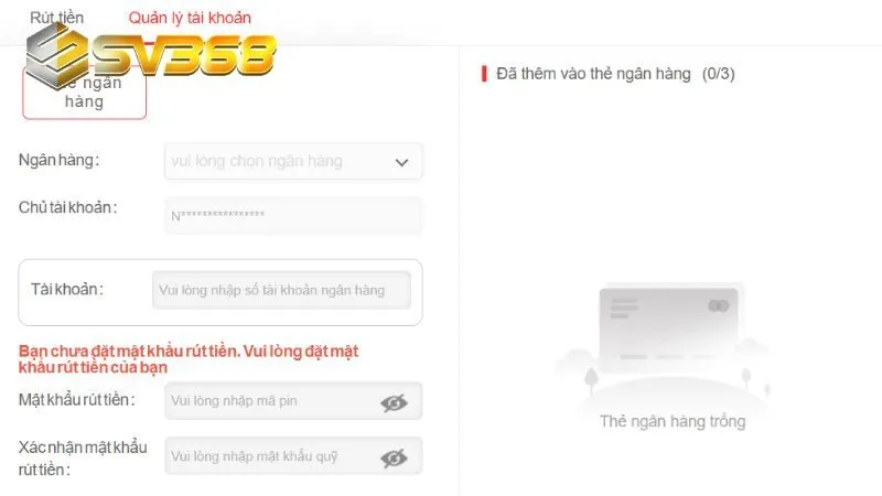 Rút tiền SV368 qua nhanh ngân nhanh chóng
